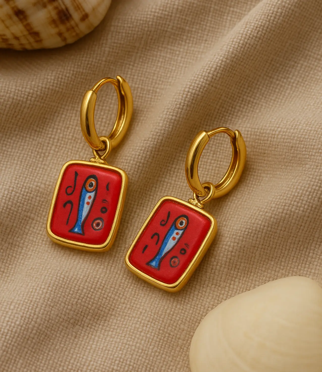 Hand-Painted Ceramic Earrings – Red Talisman PHOEBE'S 