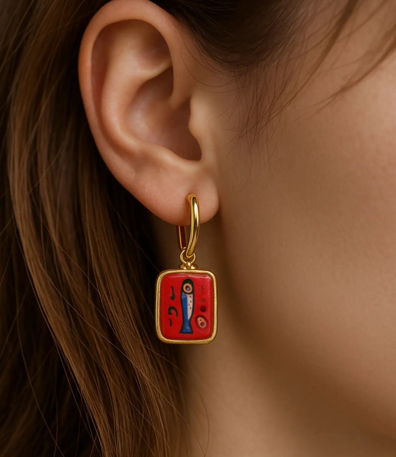 Hand-Painted Ceramic Earrings – Red Talisman PHOEBE'S 