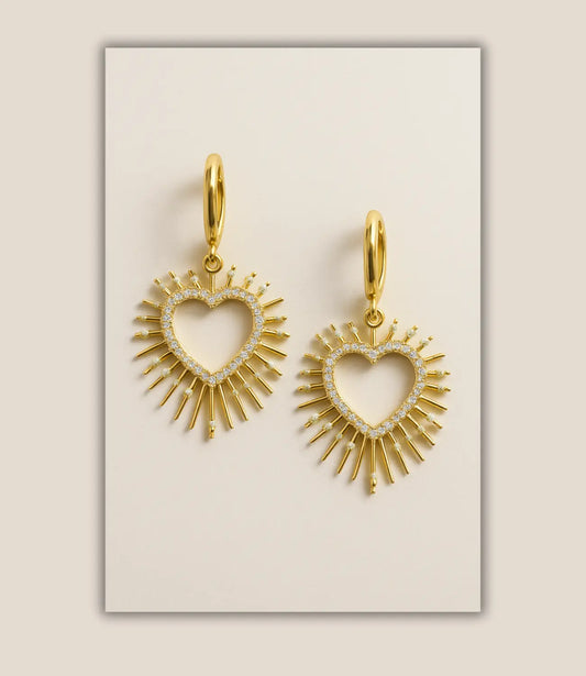 Heart Earrings with Cubic Zirconia – Radiant and Elegant Design PHOEBE'S 