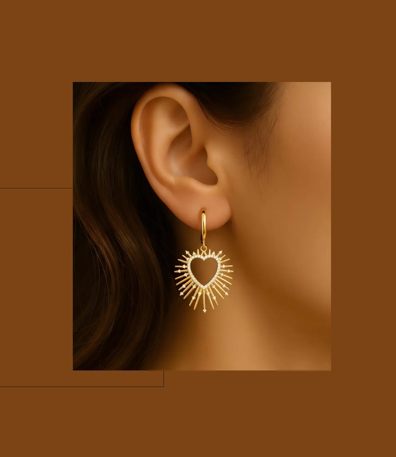 Heart Earrings with Cubic Zirconia – Radiant and Elegant Design PHOEBE'S 