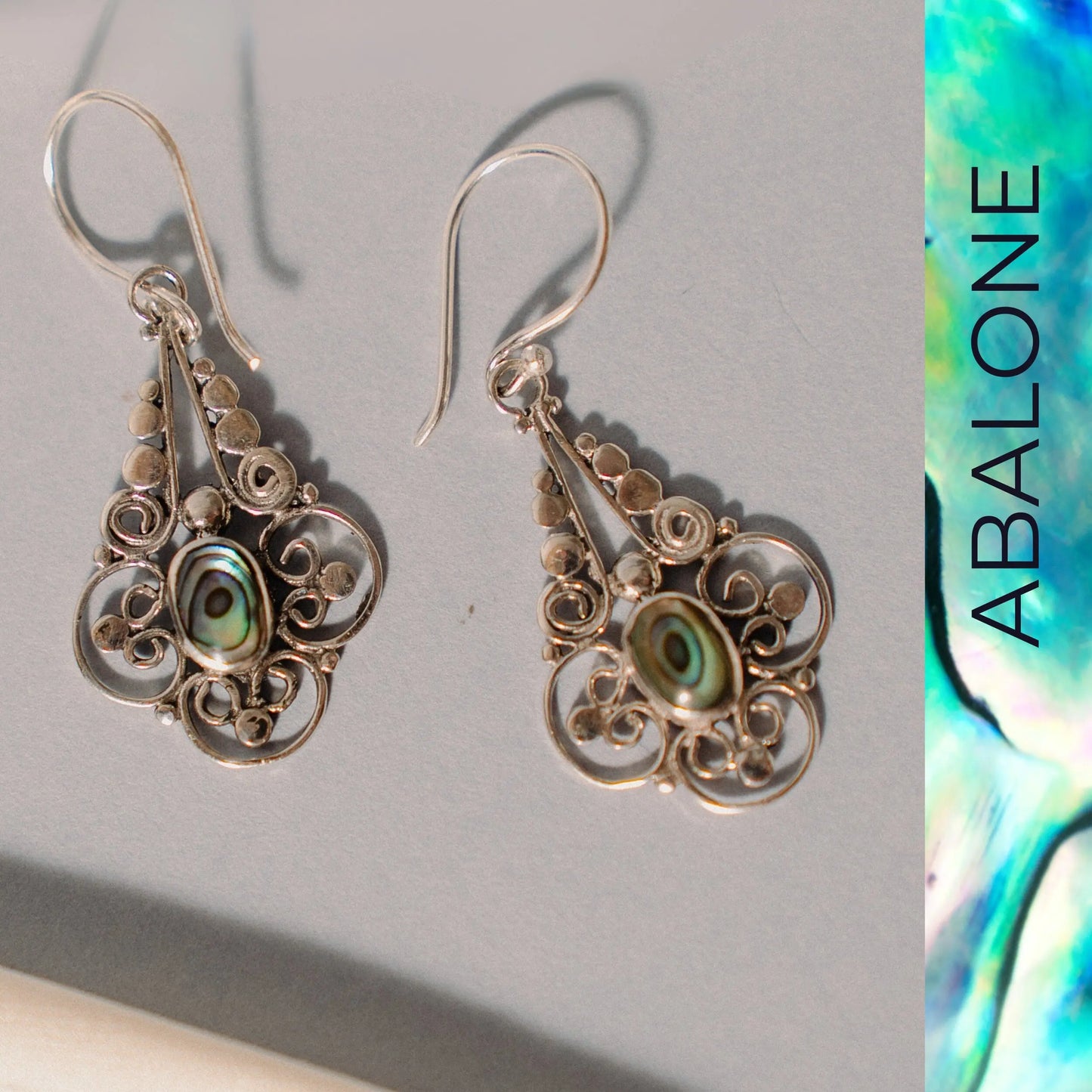 Hook 925 Silver Earrings, Abalone Earrings, Gift for Bestfriend