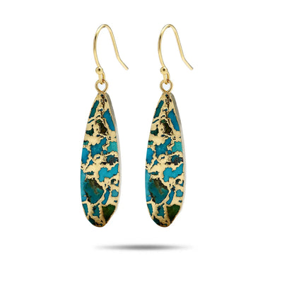 Hook Earrings with Real Turquoise – Artisan Elegance in Gold and Silver Phoebe`s  