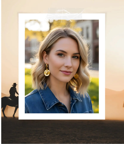 Hoop Earrings with Cowboy Hat Charm PHOEBE'S 