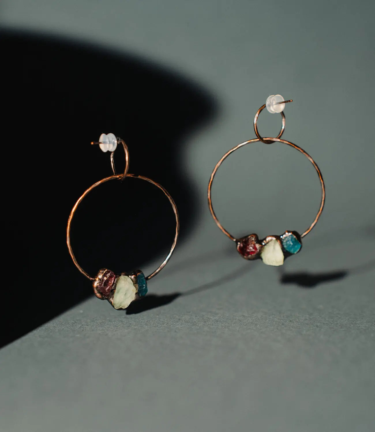 Hoop Earrings with Raw Natural Gemstones PHOEBE'S 