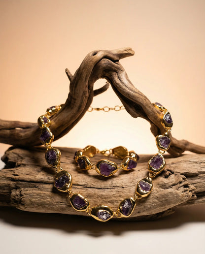 Imperial Amethyst Set · 18K Gold-Plated Necklace and Bracelet PHOEBE'S 
