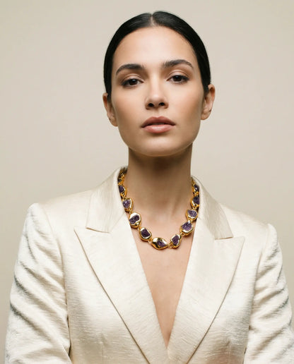 Imperial Amethyst Set · 18K Gold-Plated Necklace and Bracelet PHOEBE'S 
