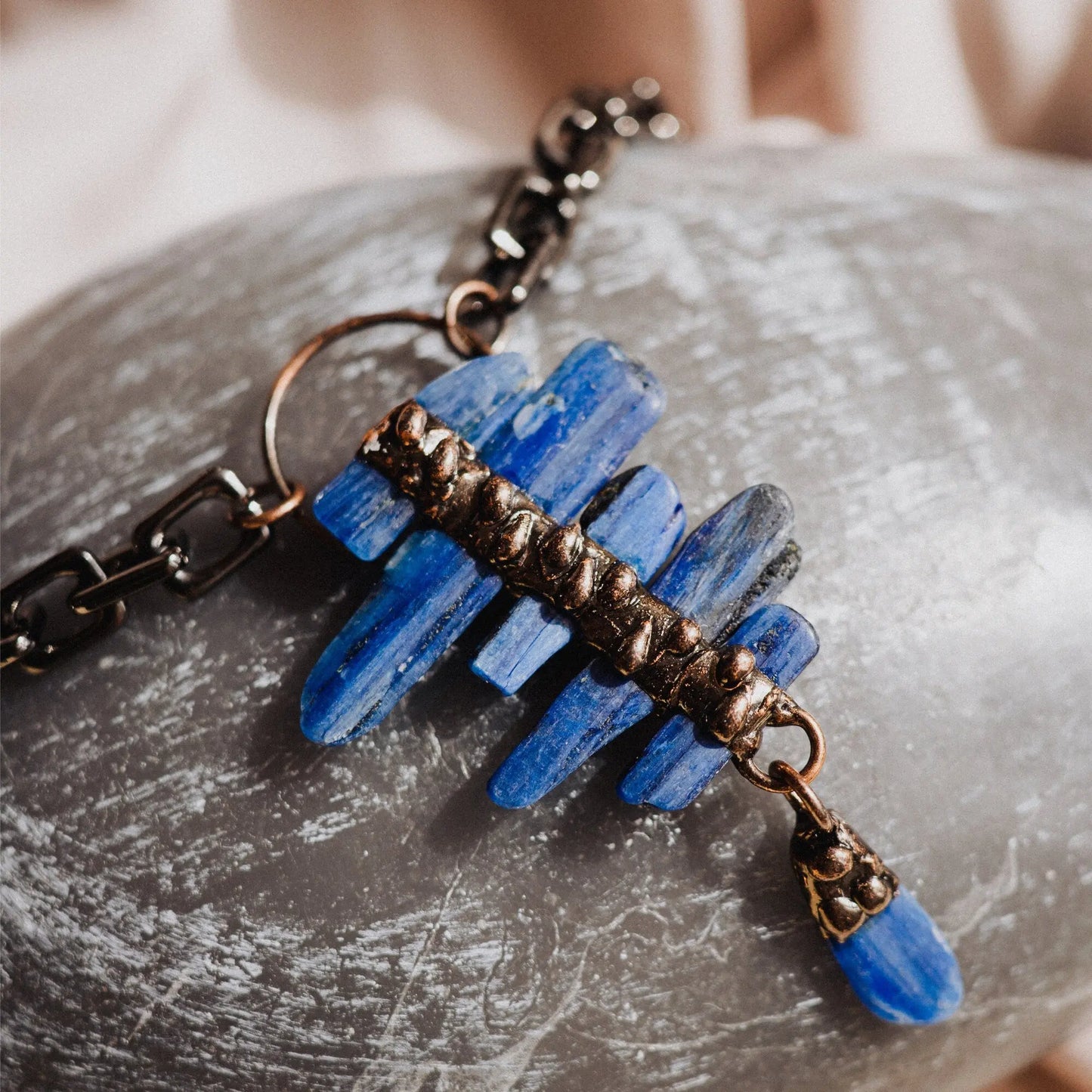 Kyanite Necklace, Maximalist Necklace, Handmade Gift