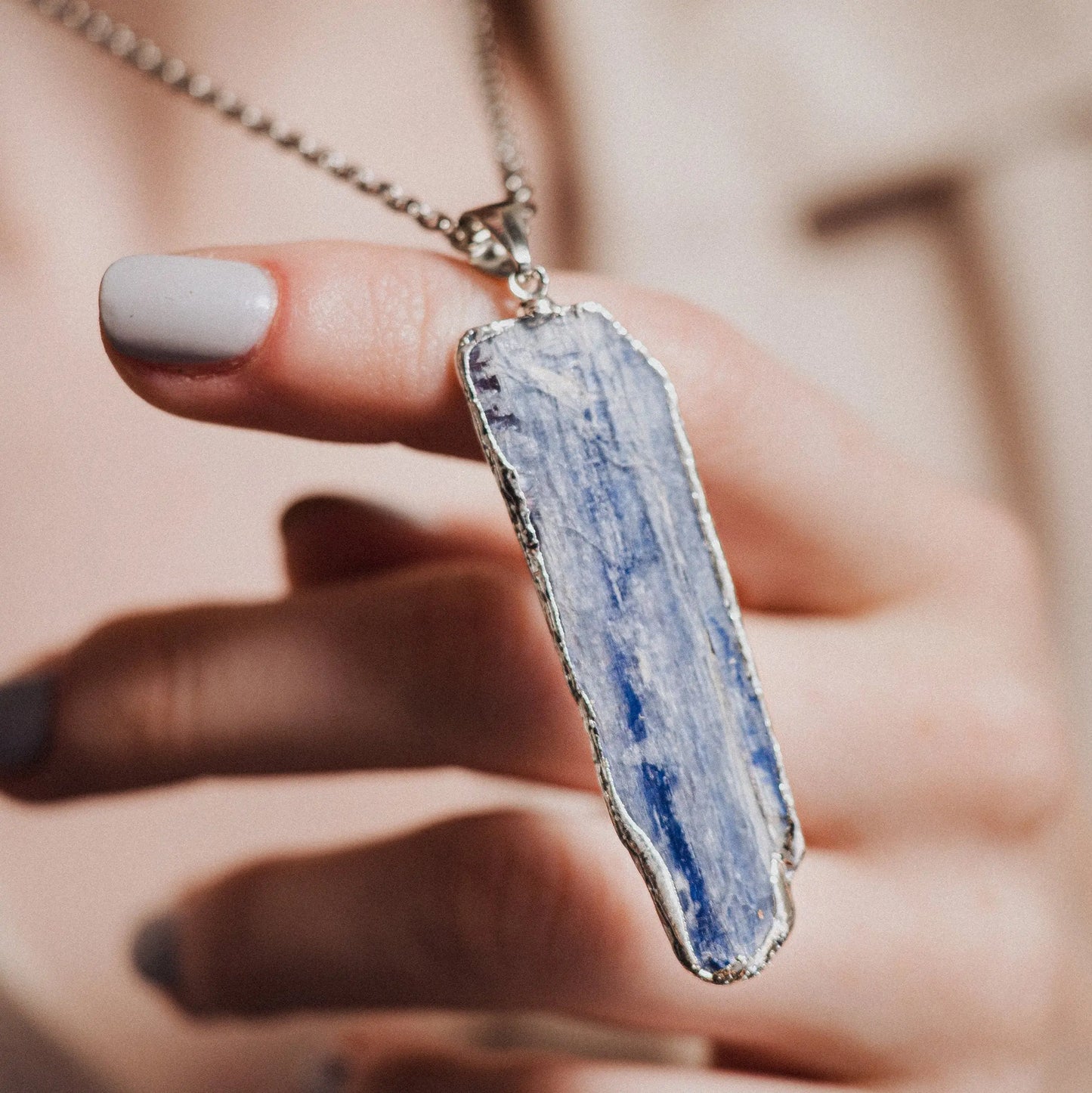 Kyanite Necklace, Meditation Crystal, Handmade Jewelry