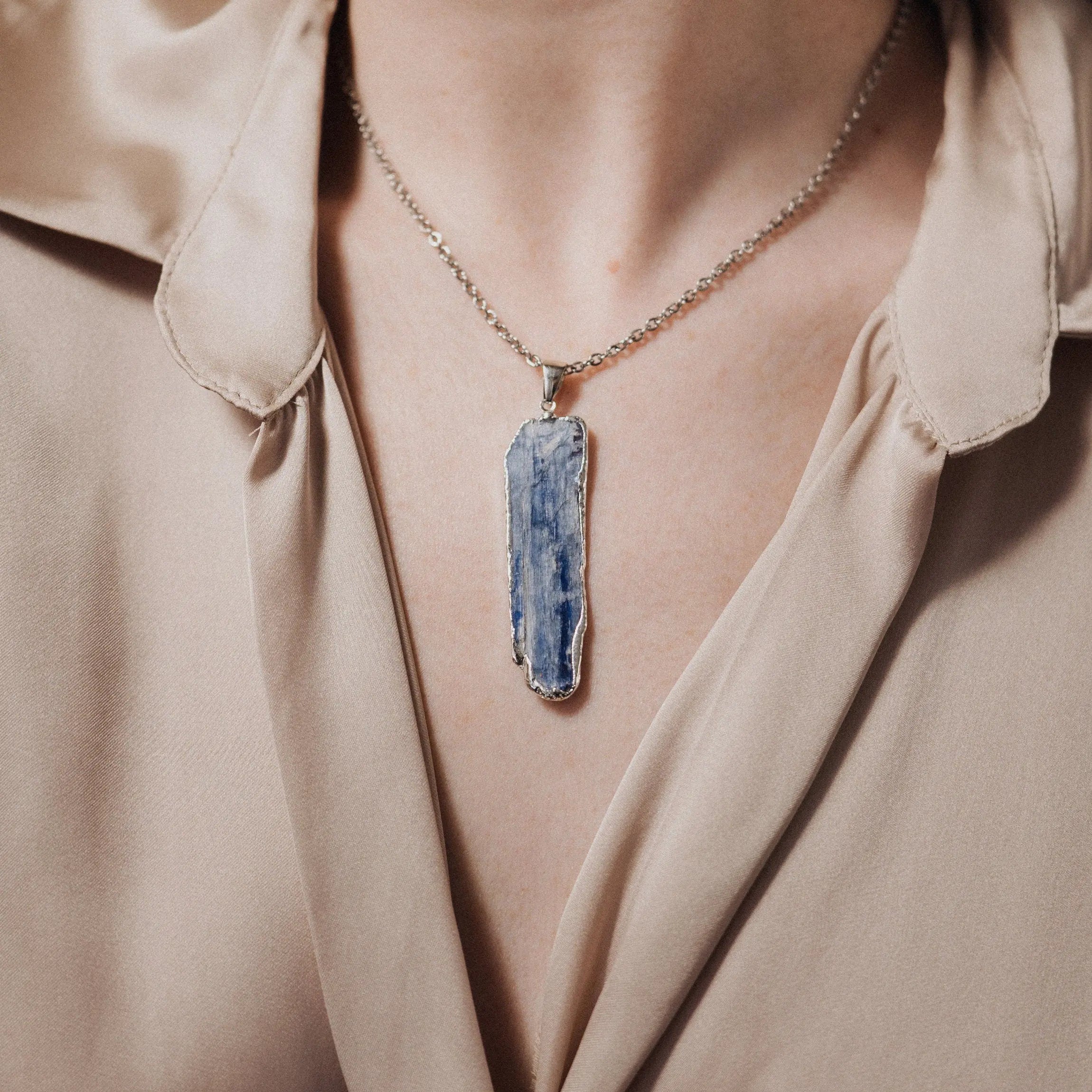 Kyanite Necklace, Meditation Crystal, Handmade Jewelry