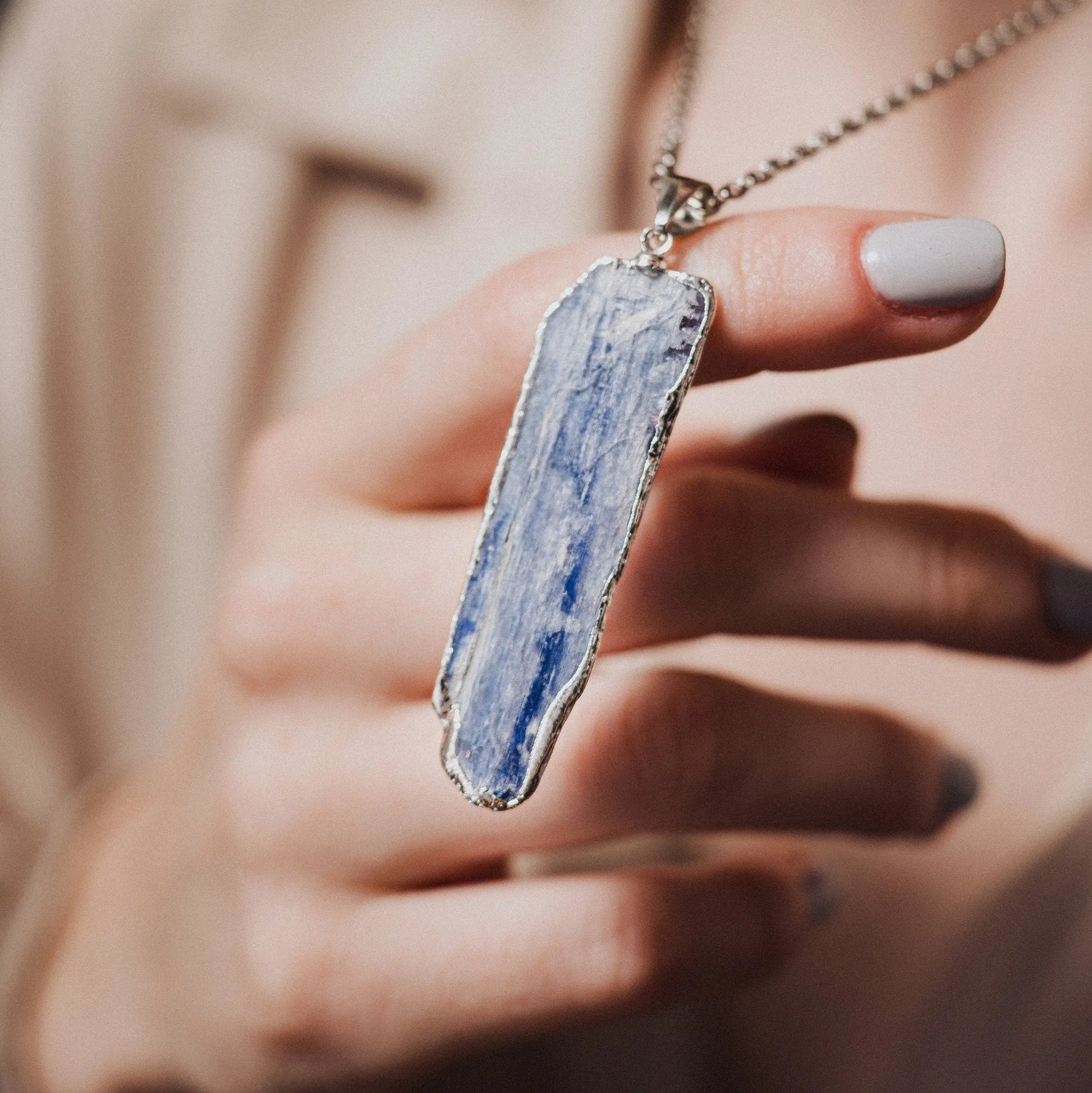 Kyanite Necklace, Meditation Crystal, Handmade Jewelry