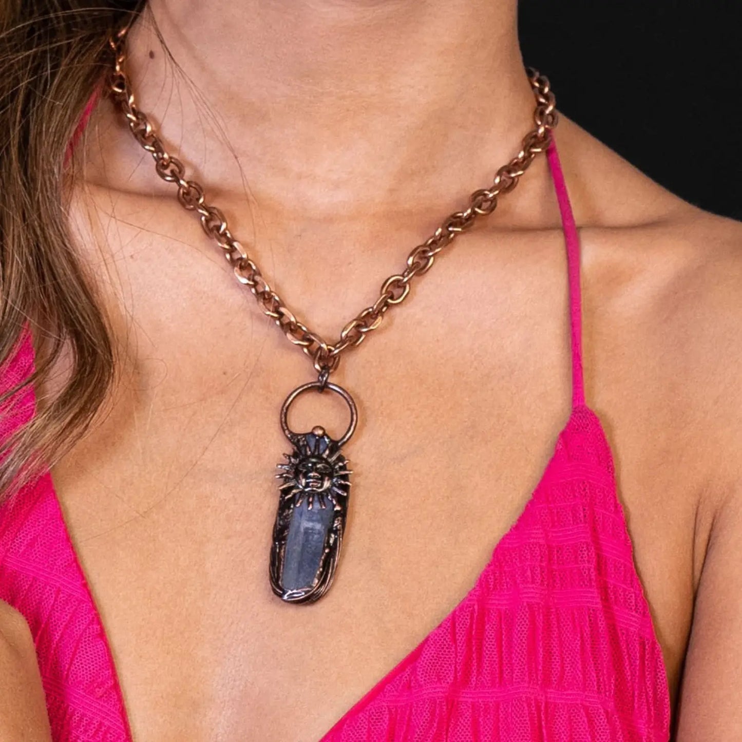 Kyanite Necklace with Bronze Chain – Power and Balance PHOEBE'S 