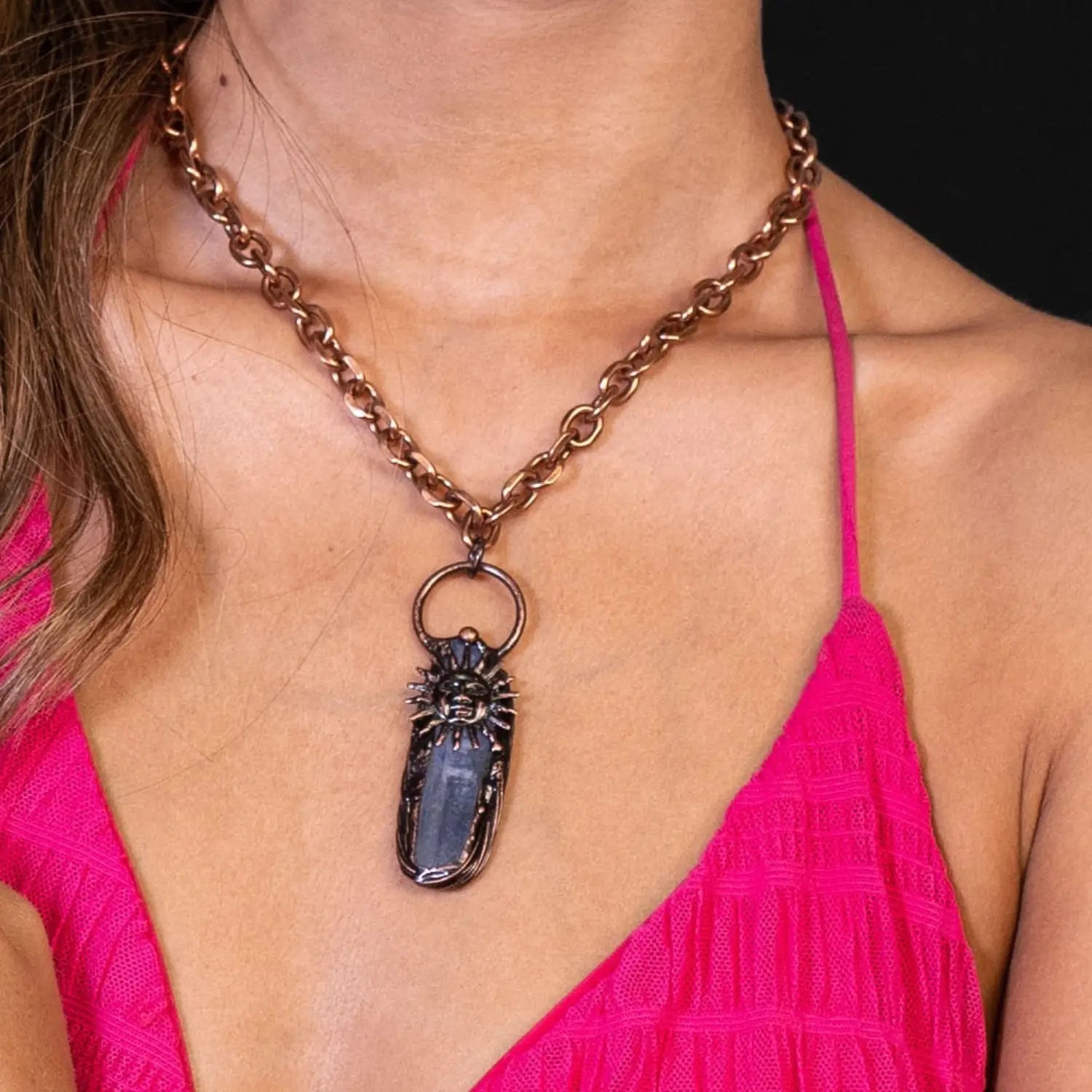 Kyanite Necklace with Bronze Chain – Power and Balance PHOEBE'S 