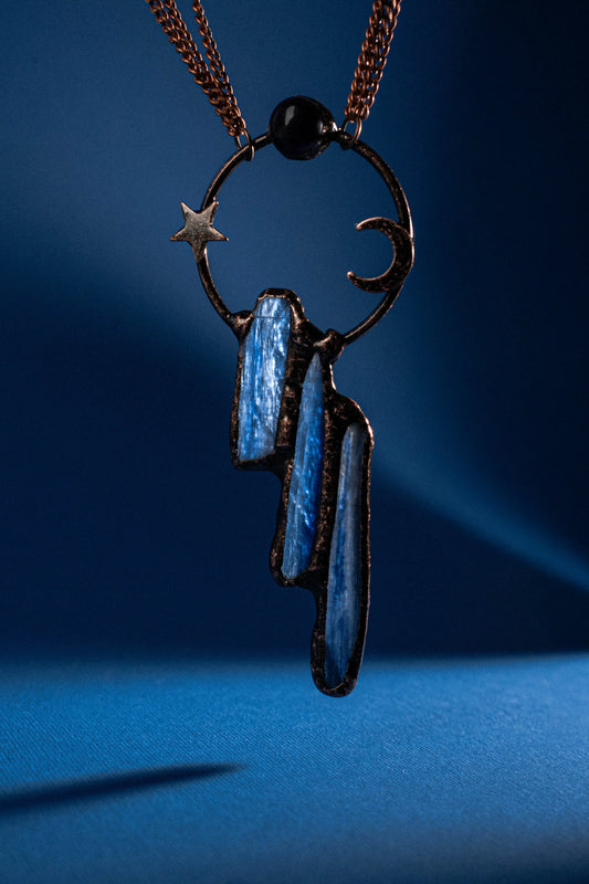 Kyanite and Bronze Eclipse Necklace – Celestial Connection PHOEBE'S 