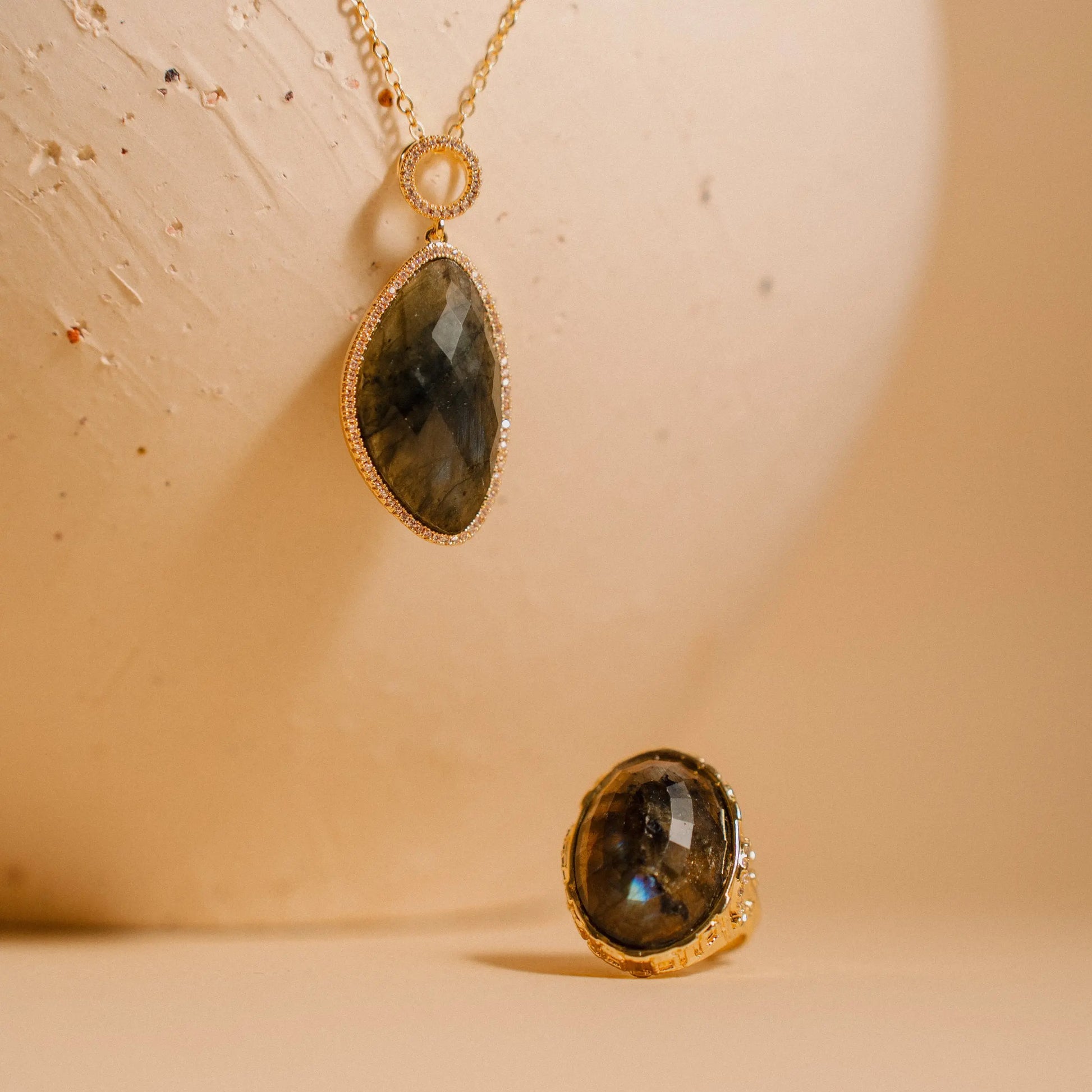 Labradorite Necklace, Gemstone Ring, Gift for Her