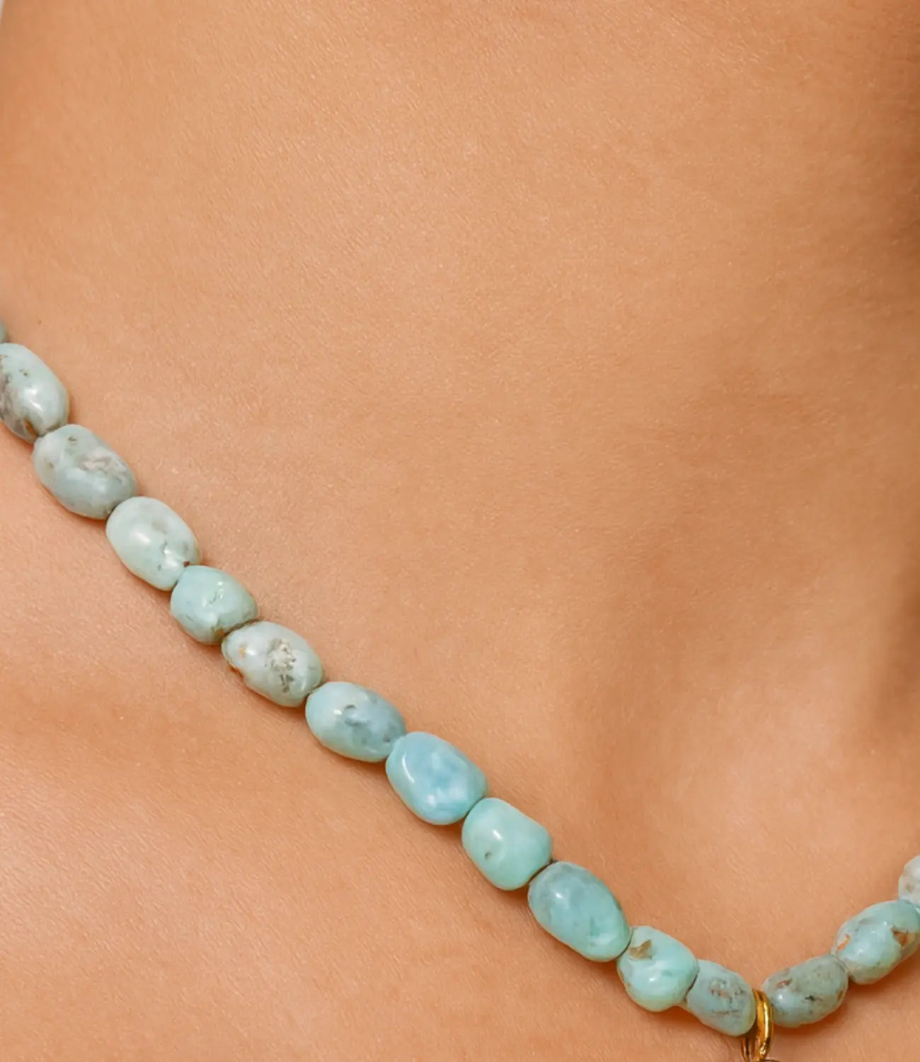 Larimar Choker with Golden Cross PHOEBE'S 