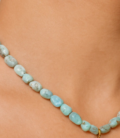 Larimar Choker with Golden Cross PHOEBE'S 