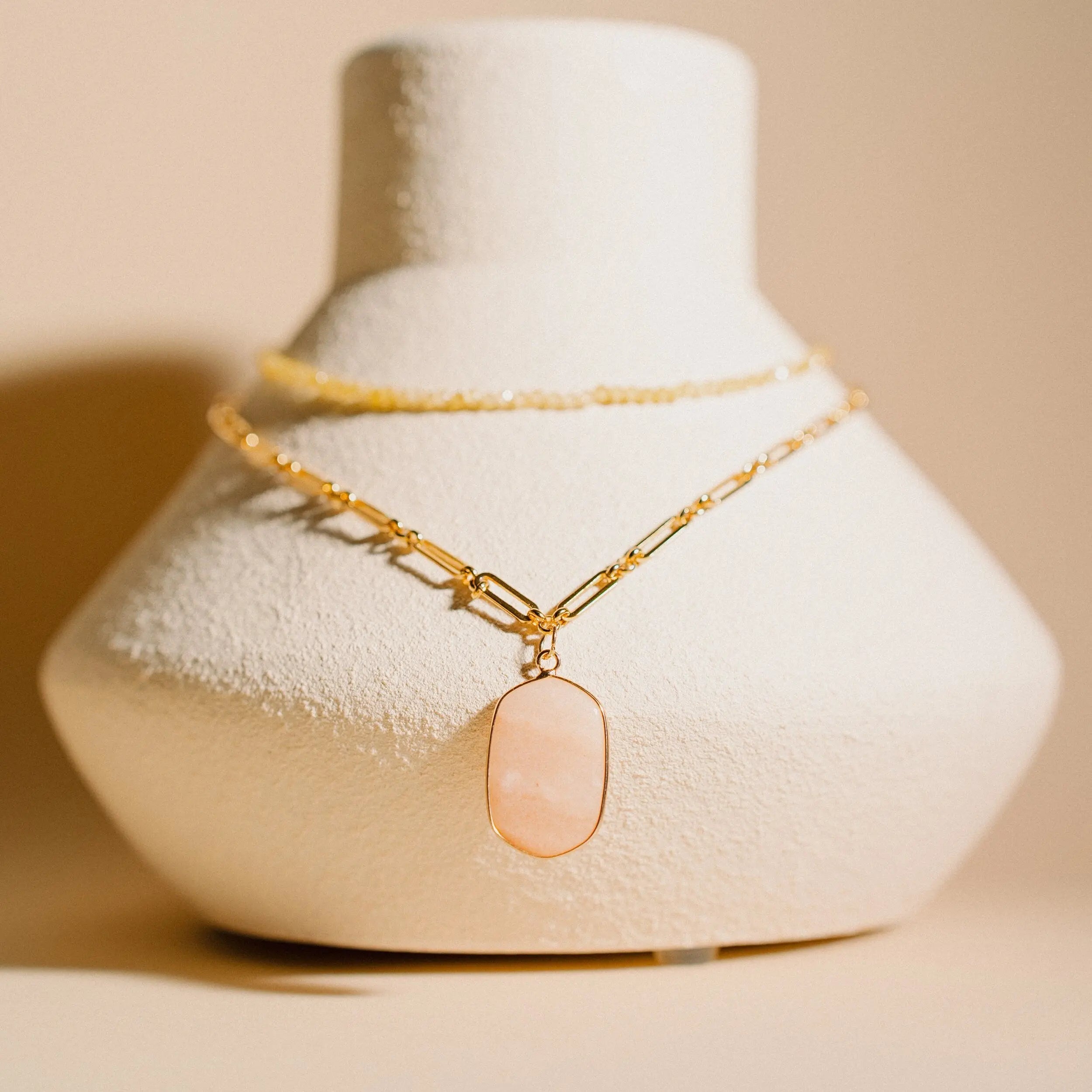 Layered Natural Stone Necklace, Crystal Necklace, Best Gift for Her