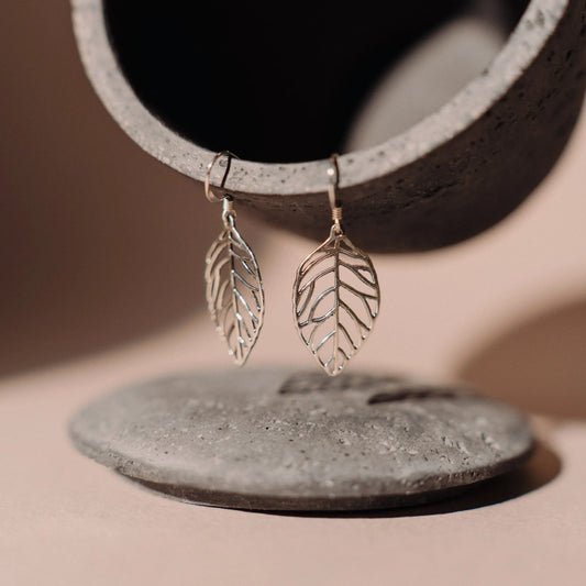 Silver 925 Earrings, Leaf Earrings, Gift for Girlfriend