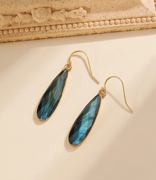 Long 18K Gold-Plated Labradorite Earrings PHOEBE'S 