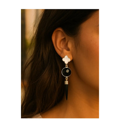 Long Earrings with Black Onyx and Mother-of-Pearl | PHOEBE’S PHOEBE'S 