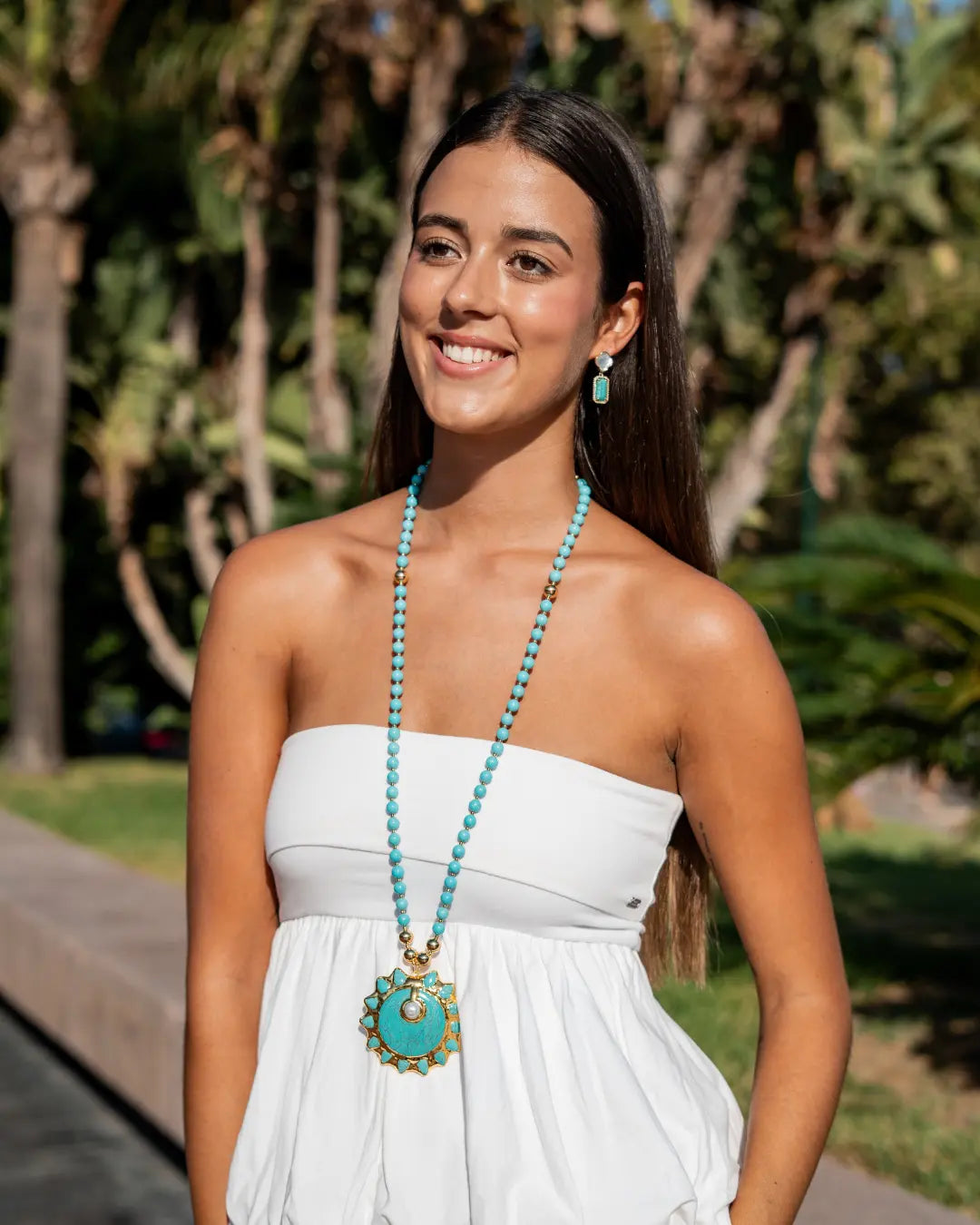 Long Natural Turquoise Necklace – Striking, Handcrafted Jewelry PHOEBE'S 