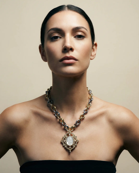 Maximalist Catholic Medal Necklace with Two-Tone Chain PHOEBE'S 