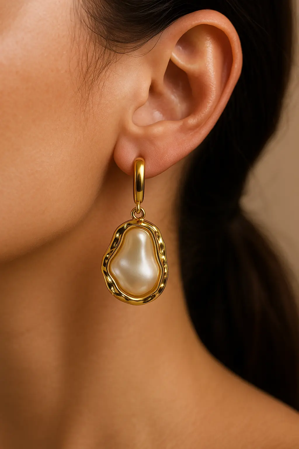Maximalist Earrings with Irregular Pearl in 18k Gold Plating PHOEBE'S 