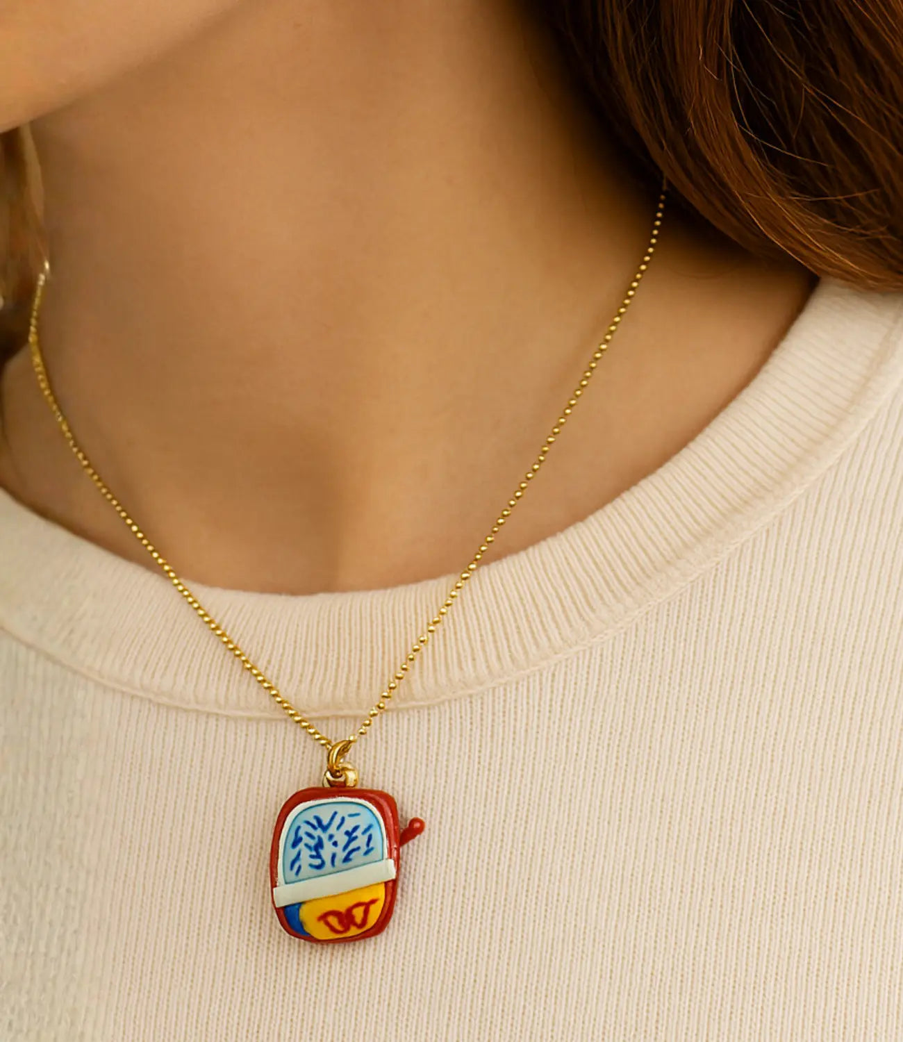 Mediterranean Lemon Set – 18K Gold Earrings and Hand-Painted Ceramic Necklace PHOEBE`S 