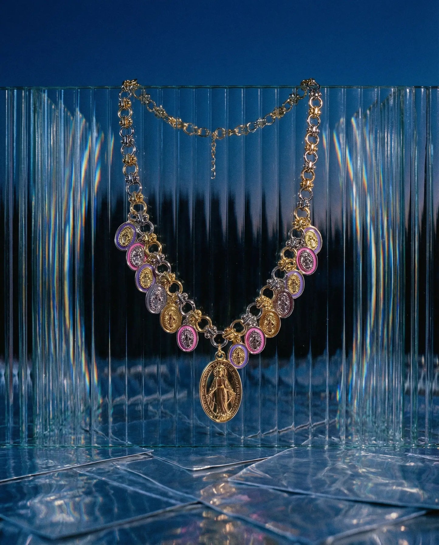 Milagrosa Royale” Two-Tone Necklace with Enamel Medallions PHOEBE'S 