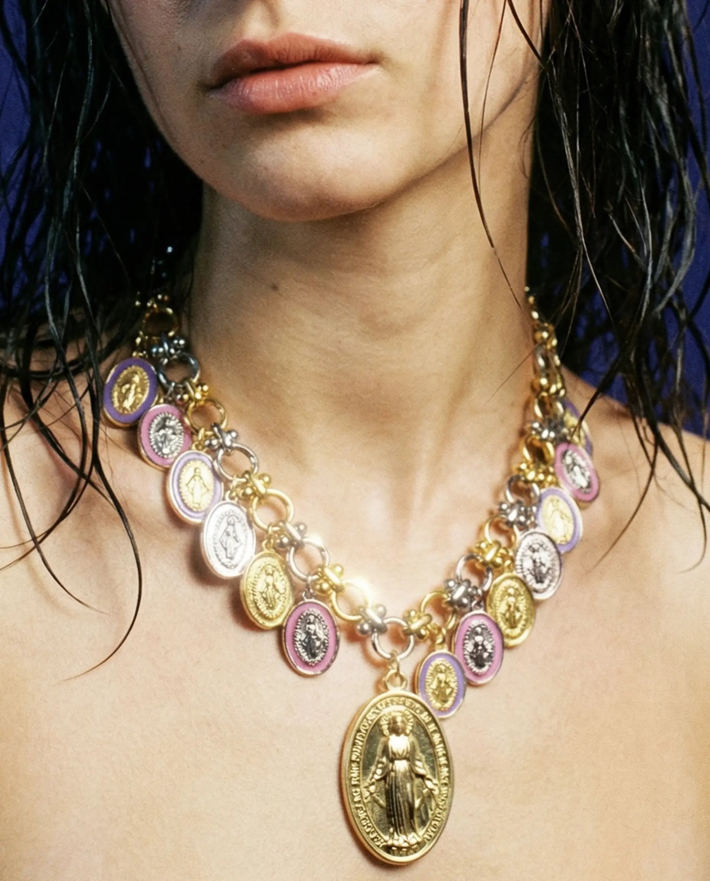 Milagrosa Royale” Two-Tone Necklace with Enamel Medallions PHOEBE'S 