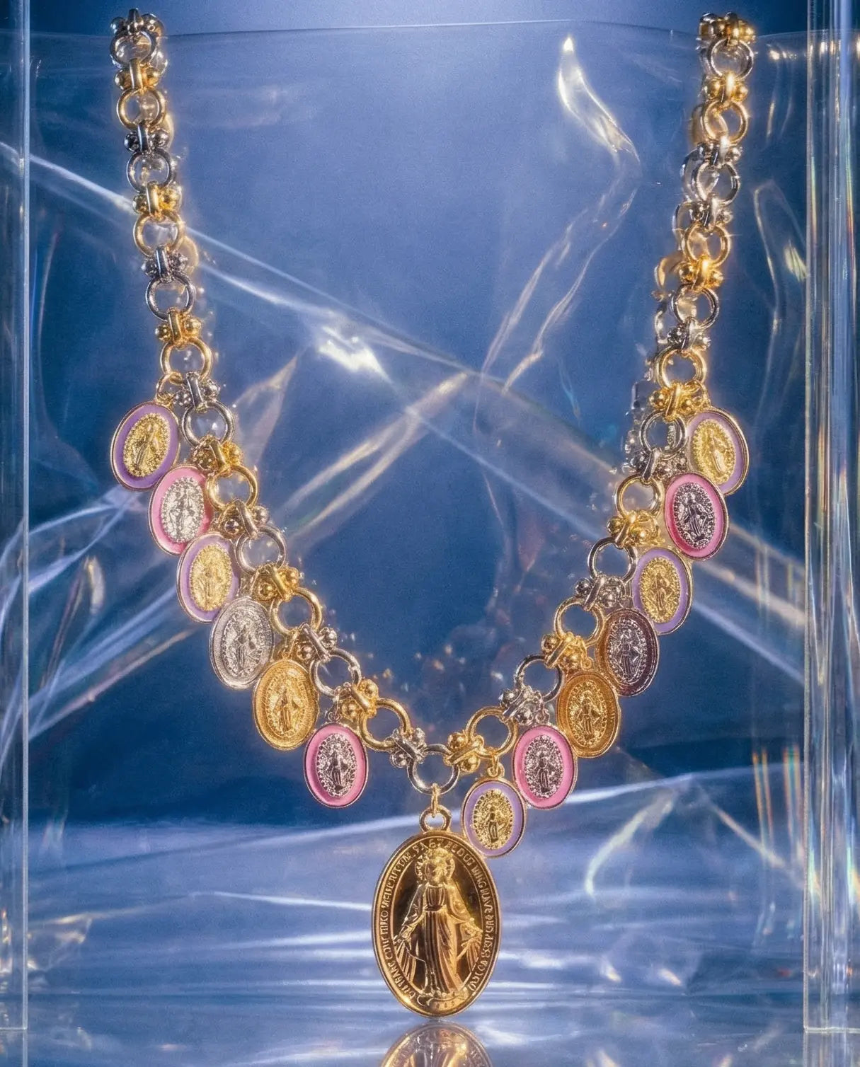 Milagrosa Royale” Two-Tone Necklace with Enamel Medallions PHOEBE'S 