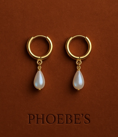 Minimalist 18K Gold-Plated Teardrop Pearl Earrings PHOEBE'S 