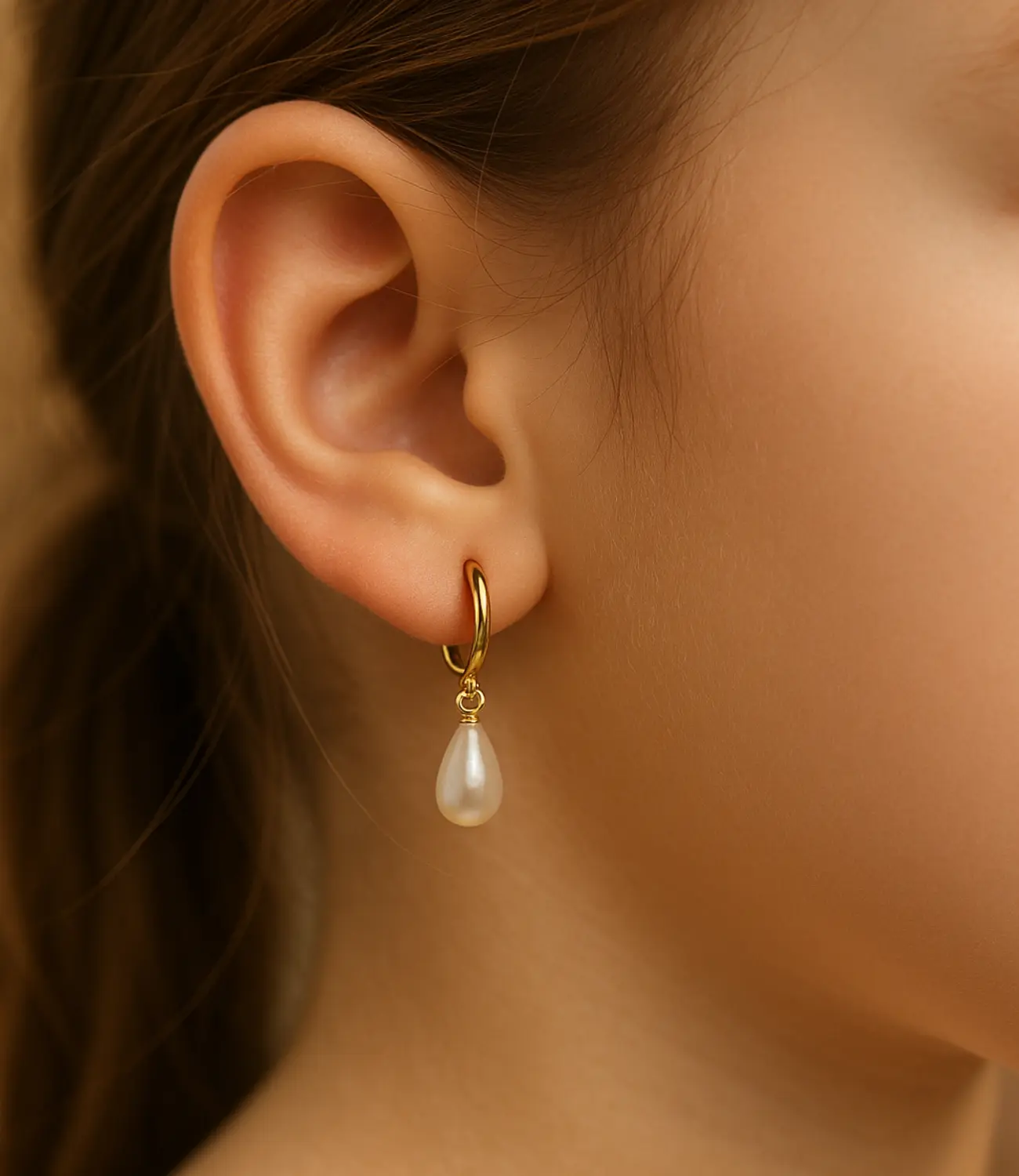 Minimalist 18K Gold-Plated Teardrop Pearl Earrings PHOEBE'S 