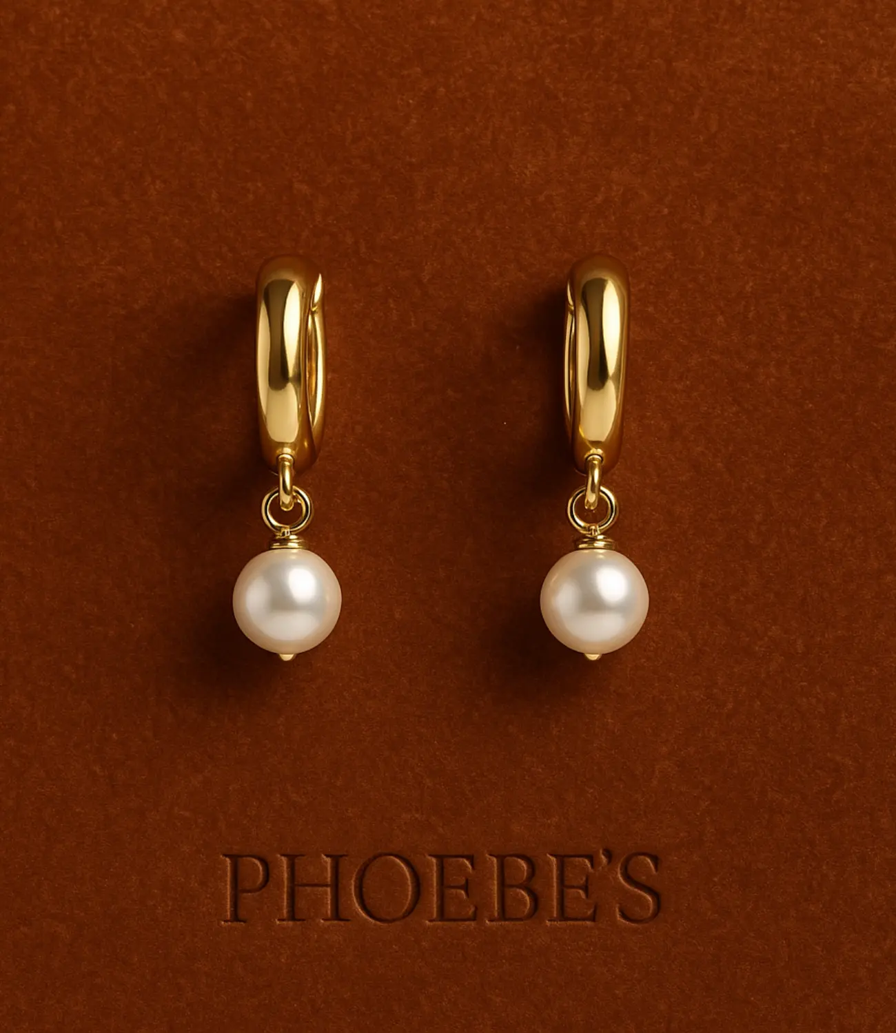 Minimalist 18k gold-plated hoop earrings with dangling pearl PHOEBE'S 