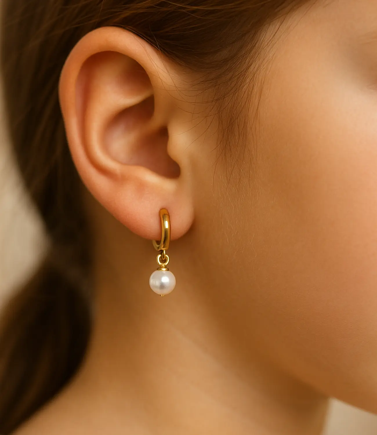 Minimalist 18k gold-plated hoop earrings with dangling pearl PHOEBE'S 