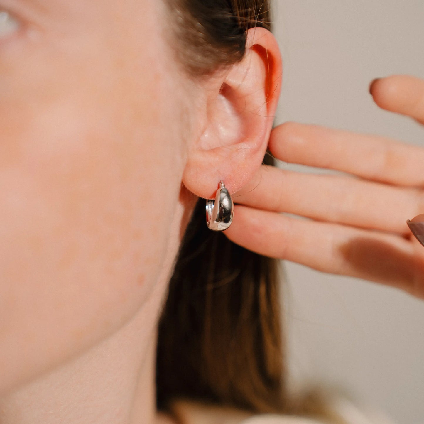 Minimalist Silver Hoops Earrings, Huggie Earrings Phoebe`s