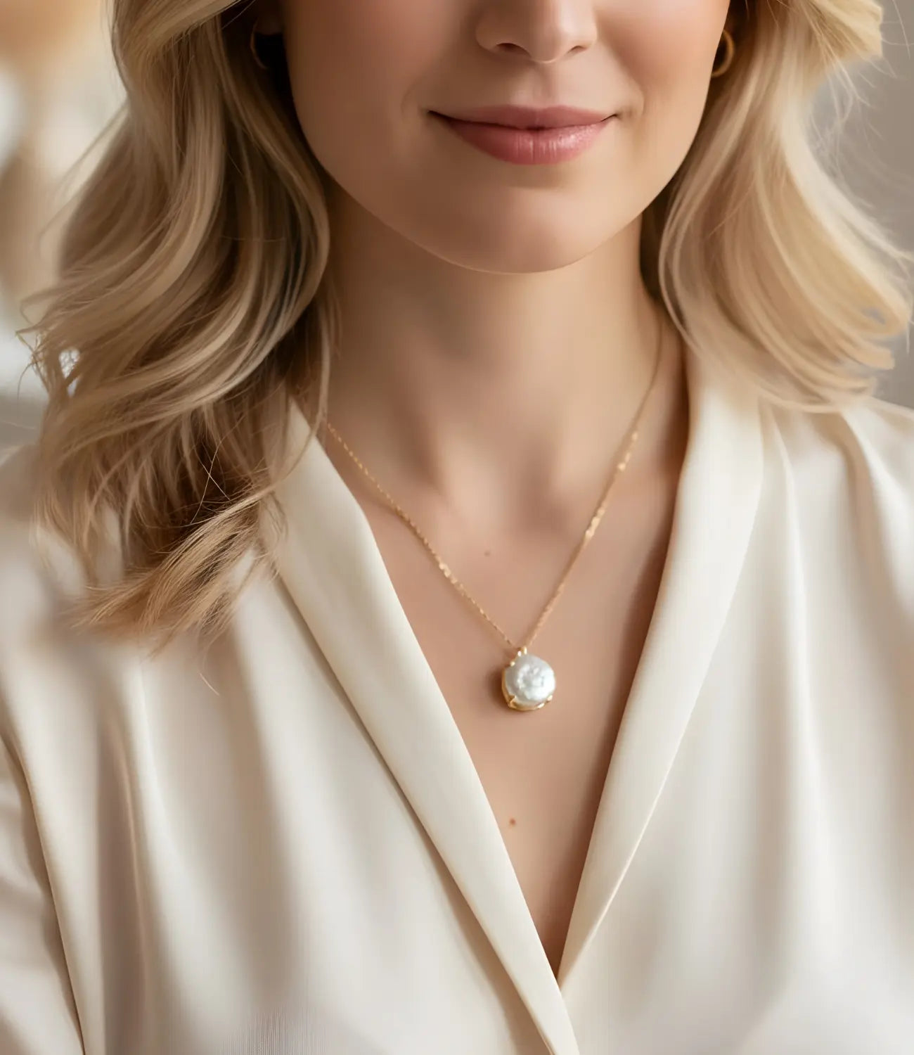 Minimalist Stainless Steel Necklace with Pearl Pendant – Elegance that Manifests Light PHOEBE'S 