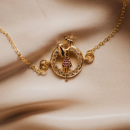 Minimalist necklace, mother carrying son pendant, Mothers day gift, Perfect Gift for Mom, handmade jewelry, gift for wife, 18K Gold Filled