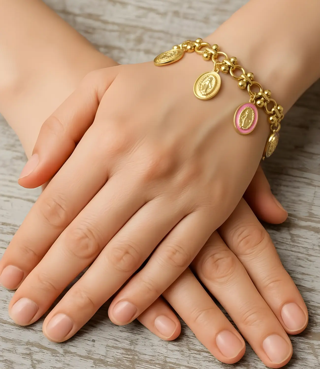 Miraculous Medal Bracelet with Charms and 18K Gold Plating PHOEBE'S 