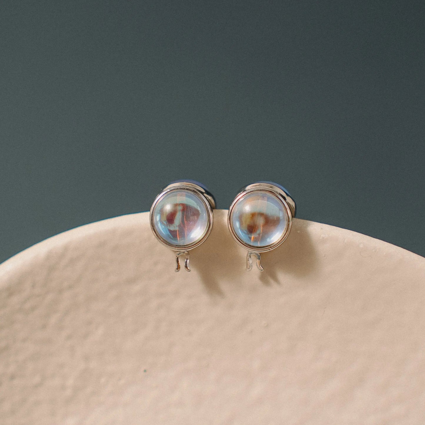 Moonstone Earrings, 925 Sterling Silver Hoop Earrings, Minimalist Gift