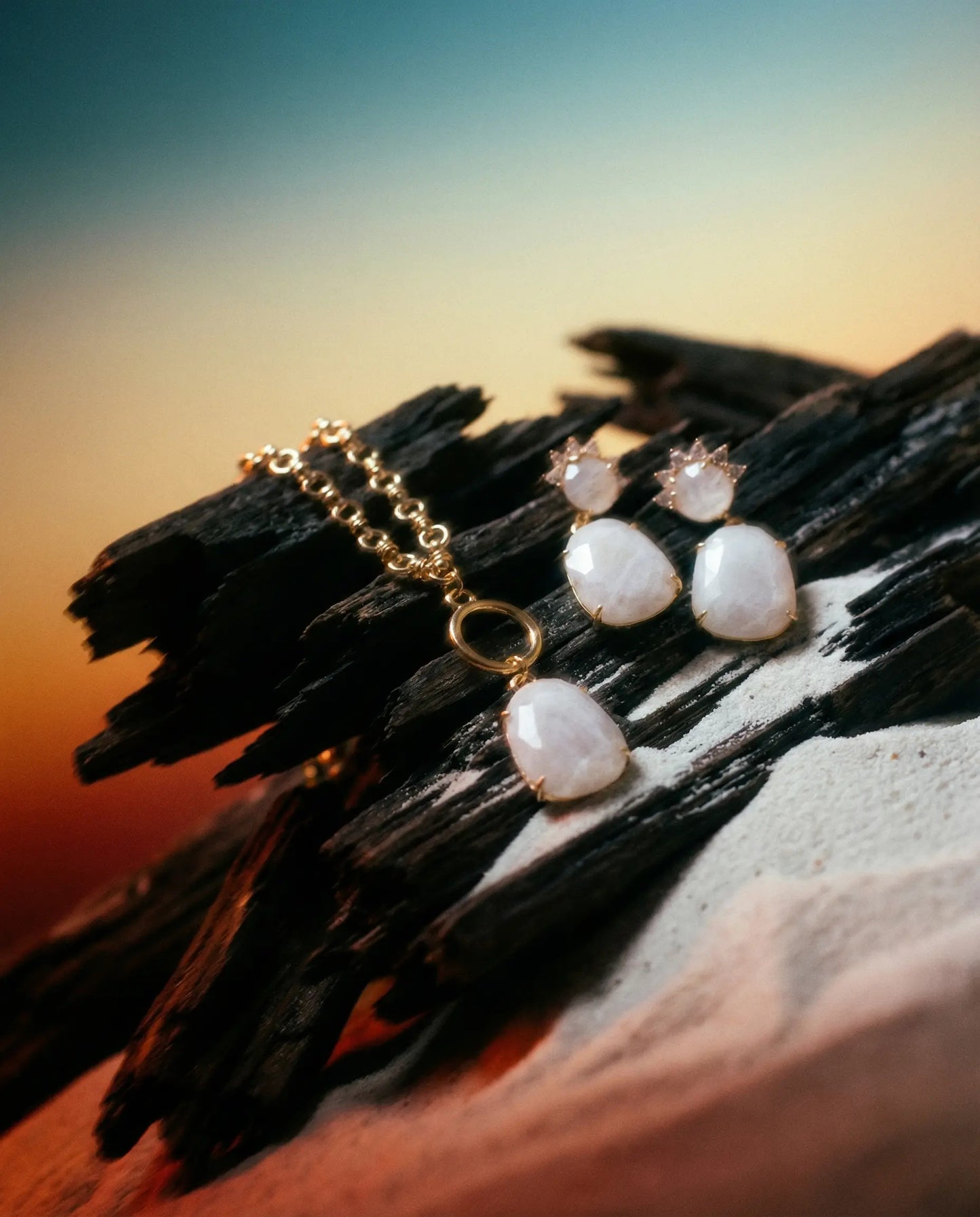 Moonstone Set · Necklace and Earrings in Gold Plating PHOEBE'S 