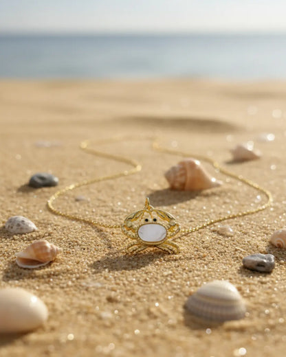 Mother-of-Pearl Crab Necklace in 18K Gold Plating PHOEBE`S 