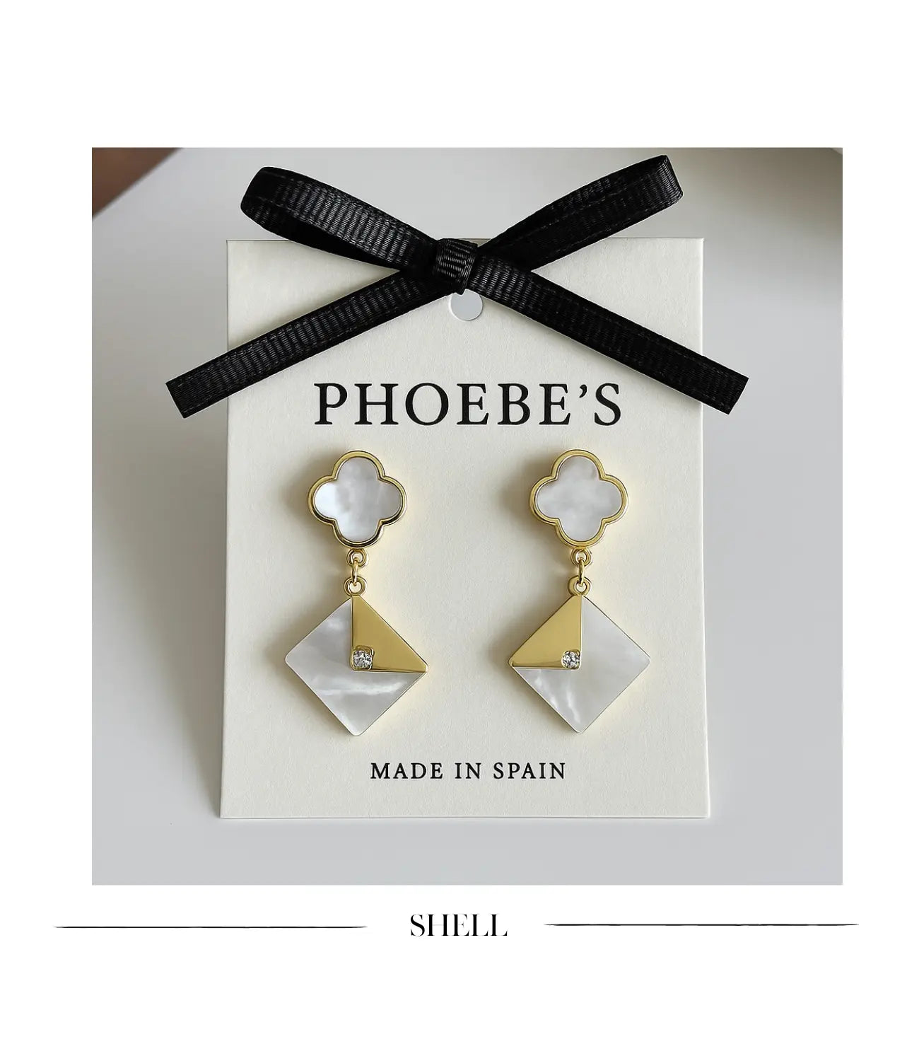 Mother-of-Pearl Envelope Earrings with Gold Details&nbsp; PHOEBE'S 