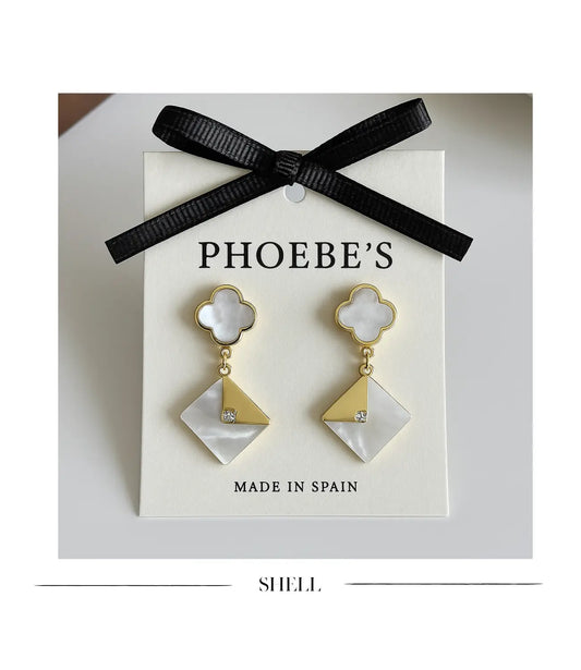 Mother-of-Pearl Envelope Earrings with Gold Details&nbsp; PHOEBE'S 