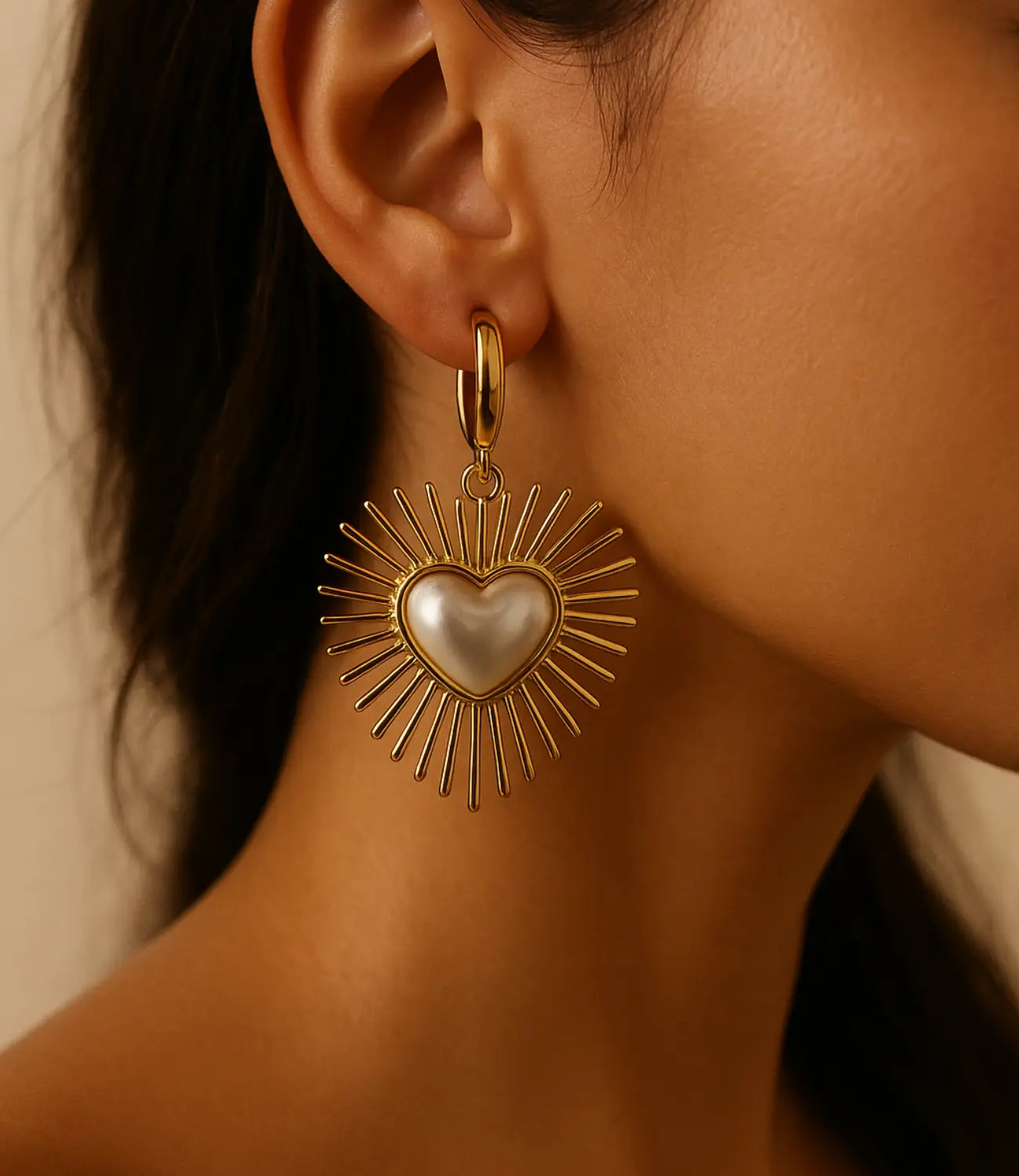 Mother-of-Pearl Heart Earrings · 18K Gold Plated PHOEBE'S 
