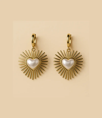 Mother-of-Pearl Heart Earrings · 18K Gold Plated PHOEBE'S 