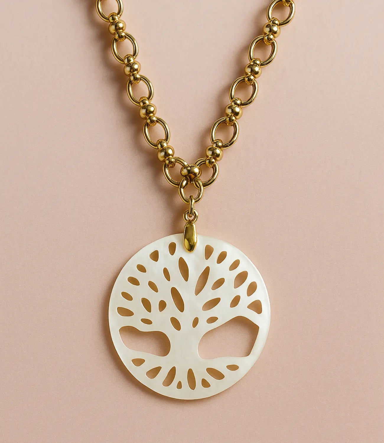 Mother-of-Pearl Tree of Life Necklace 18K Gold Plated Phoebe`s