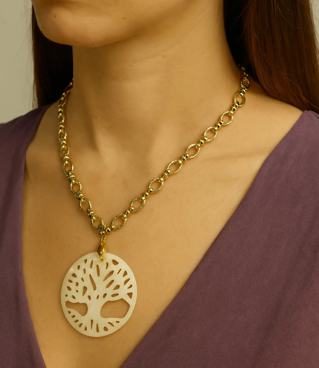 Mother-of-Pearl Tree of Life Necklace | 18K Gold Plated PHOEBE'S 
