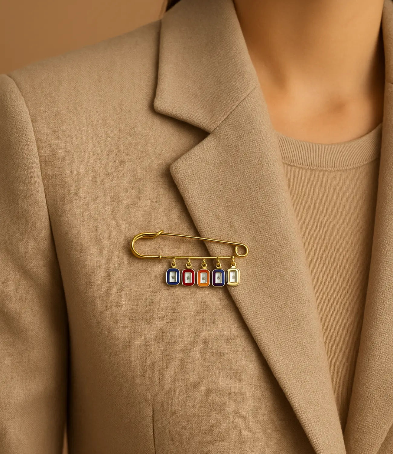 Multicolor Rectangular Stone Pin Phoebe`s  