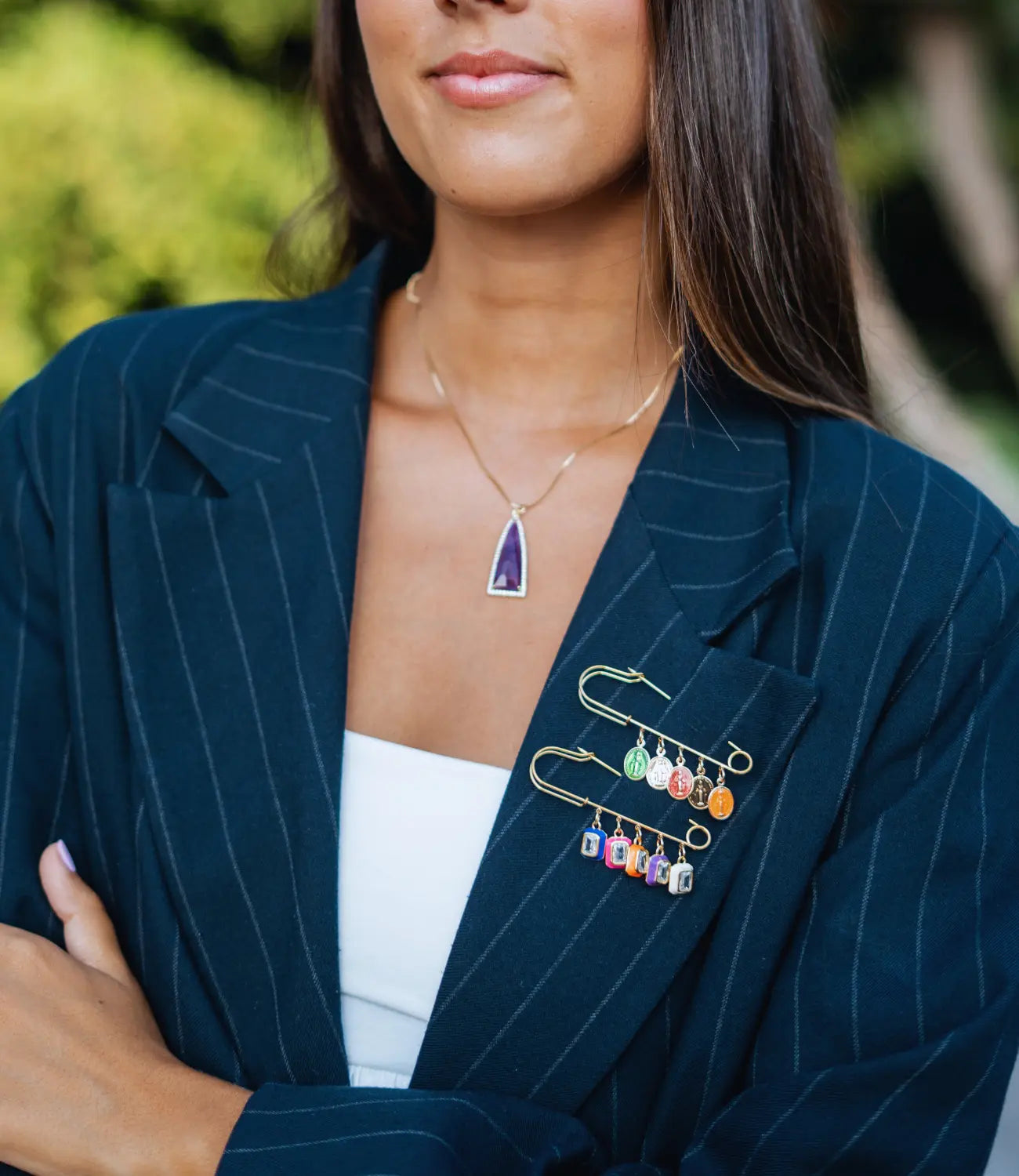 Multicolor Rectangular Stone Pin Phoebe`s  